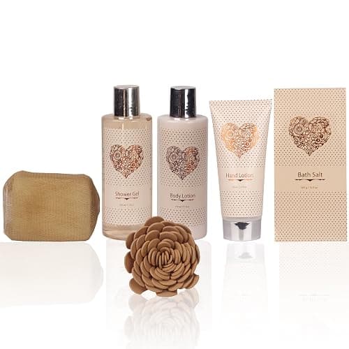 Spa Gift Basket – Bath and Body Set with Vanilla Fragrance by Lovestee - Gift Basket Includes Shower Gel, Body Lotion, Hand Lotion, Bath Salt, Eva Sponge and a Bath Puff thumbnail 5