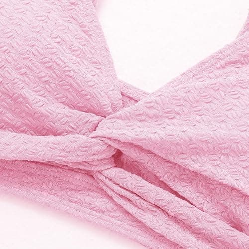 Girls Swimsuit Solid Bathing Suit 2 Piece Twist Cross Adjustable Straps Soft Lining Bikini for Teen Girls with Chest Pad thumbnail 4