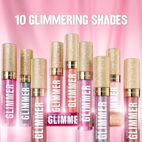 Revlon Super Lustrous Glimmer Gloss, Non-Sticky Lip Gloss, High-Shine Finish, Plant-Based Glitter, 002 Pink Prisma, 0.13 fl oz thumbnail 12