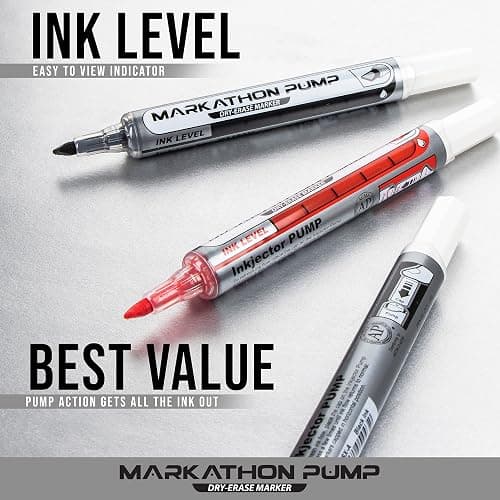 Pentel Markathon Pump Dry Erase Marker, Chisel Tip, Assorted Ink, 12 Pack (MWL6SX-12M) - Assorted - 12 Count (Pack of 1) thumbnail 4