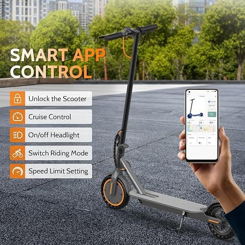 Aovowheel Electric Scooter for Adults, Folding E Scooter with 350W/500W Motor 16/21 Mph Top Speed, Max 19-23 Miles Long Range, 8.5''/10'' Solid Tires Commuting Scooters with Dual Brakes System, APP thumbnail 5