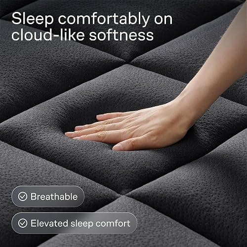 Ultra Soft Twin XL Size Mattress Topper - Viscose Made from Bamboo Pillow Top Mattress Pad for Back Pain Relief - Naturally Cooling for Hot Sleepers, Black thumbnail 2