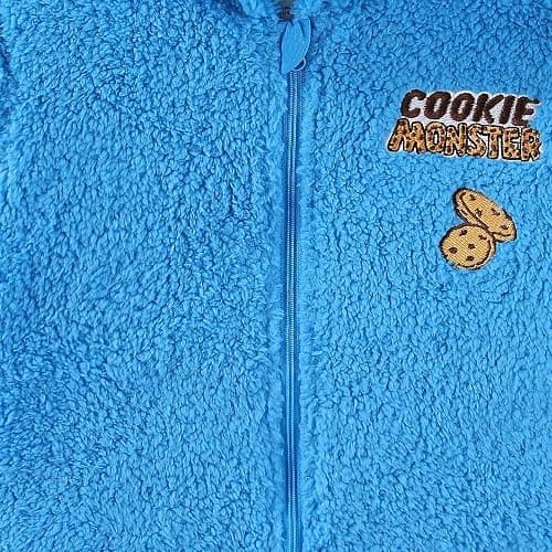 Sesame Street Elmo Cookie Monster Boys Zip Up Sherpa Hoodie with 3D Eyes for Toddler thumbnail 4