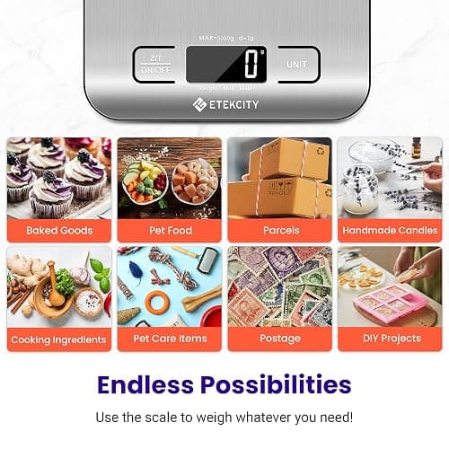 Etekcity Food Kitchen Scale, Digital Grams and Ounces for Weight Loss, Baking, Cooking, Keto and Meal Prep, LCD Display, Medium, 304 Stainless Steel thumbnail 10