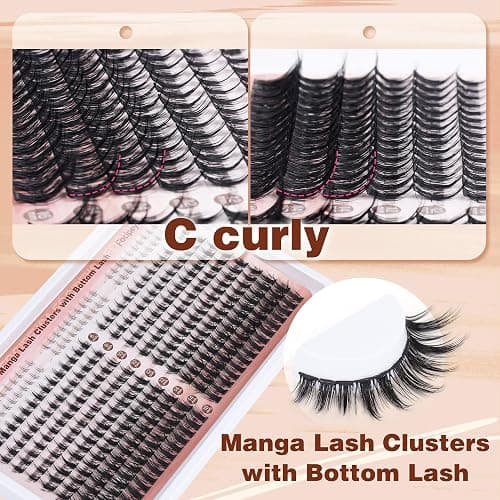 Focipeysa Manga Lash Clusters Kit Wispy Eyelash Extensions Kit 330Pcs Anime Lashes Extension with Lash Bond and Seal 8-16mm Individual Eyelash Extension with Bottom Lashes Extension thumbnail 6