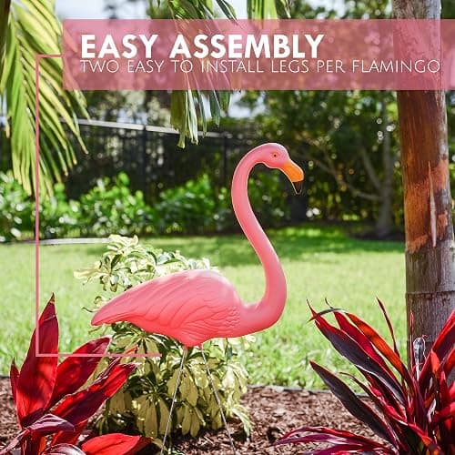 Galashield Pink Flamingo Yard Decorations Pack of 2 Flamingo Decor Ornaments for Outdoor Lawn and Garden thumbnail 2