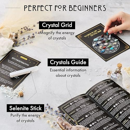 Healing Сrystals in Spell Jars 30 PCS - Real Witchcraft Crystals & Selenite Stick - Mini Gemstones for Altar - Spiritual Crystals & Stones Gifts - Wiccan Supplies & Tools thumbnail 5