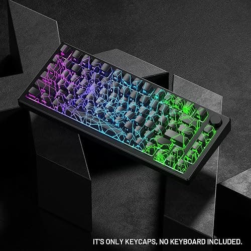 HITIME x XVX Spider Web Keycaps 60 75 100 Percent - Shine Through Keycaps w/IMD Tech, for Mechanical Keyboards, Full 118 Key Set, OEM Profile, Lines Backlit, Side Printed - Black thumbnail 5