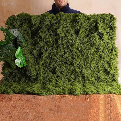 USMOLA Fake Moss Mat, Artificial Moss Table Runner for Wedding Decor Table Centerpieces Fairy Garden Crafts Indoor Green Faux Grass Wall Decor (Green: 39 x 39Inch / 100 x 100cm) thumbnail 2