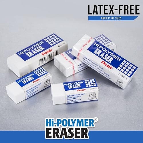 Pentel Hi-Polymer Block Eraser Small White, Pack of 4 (ZEH05BP4) thumbnail 6