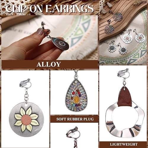Thunaraz Clip on Dangle Earrings for Women - Bohemian Trendy Clip on Earrings Lightweight Comfortable Earrings Hypoallergenic Drop Clip ons for Non-pierced Ears Women thumbnail 2