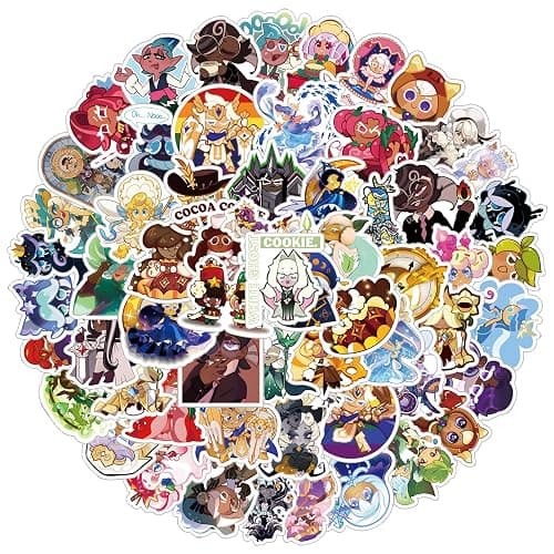 62 Pcs Cookie Run Kingdom Aesthetics Cartoon Waterproof Vinyl Stickers for Boys Adults for Water Bottles Laptop Suitcase for Birthday Party Supplies Halloween Decoration Favors thumbnail 7
