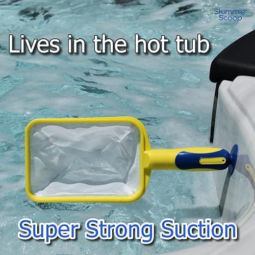 The Skimmie Scoop - Patented Handheld Skimmer with Fine Mesh Net for Spa, Hot Tub, Cold Plunge and Small Pool Cleaning - Lightweight and Durable with Powerful Suction Cup - Clean Out Filter (Yellow) thumbnail 3