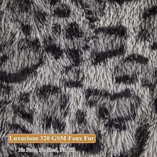 XeGe black leopard print fuzzy bean bag chair thumbnail 6