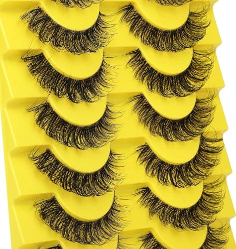 False Eyelashes Russian Strip Lashes D Curl Wispy Natural Look Faux Mink Lashes Like Eyelash Extension Fluffy zanlufly Transparent Band Cat Eye Fake Eyelashes Pack thumbnail 3