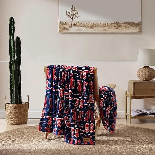 Wrangler - Blanket, Super Soft Plush Bedding, Yellowstone Inspired Throw Blanket for Couch or Bed (Knocking Boots Blue, 50" x 70") thumbnail 2