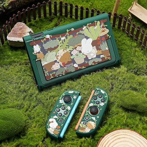GeekShare Protective Shell Compatible with Switch 2, Kawaii Cartoon Dockable Case for Switch 2, Anti-Scratch and Shock-Absorption Design Cover Skin - Bunny Garden thumbnail 8