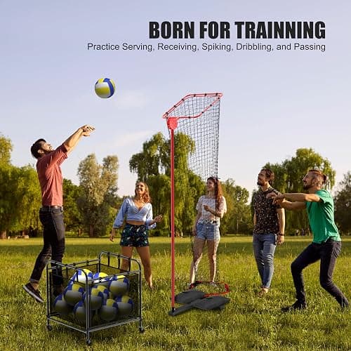 TUBAGOU Volleyball Setter Training Equipment Net with Portable Volleyball Cart with Wheels, Volleyball Practice Equipment 5 Height Options and Adjust The Target Hoop Angle by 10 Angles thumbnail 7