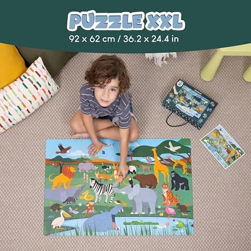 BONNYCO Giant Floor Puzzles for Kids of Jungle Animals with 48 Large Pieces. Safari Jumbo Puzzle 36.2 x 24.4 in, Gifts for Boys and Girls, Educational Kids Toys Ages 2-8 thumbnail 4
