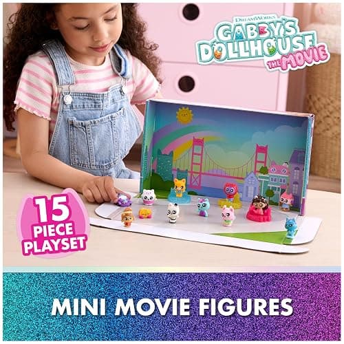 Gabby's Dollhouse: The Movie, 15-Piece Mini Movie Figures Set with 12 Figurines & 3 Themed Display Bases, Kids Toys for Girls & Boys Ages 3 and Up thumbnail 2