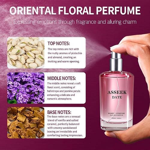 ASSEEK Luxury Perfume for Women, 80ml / 2.82 fl oz, Upgraded Long-Lasting Pistachio Vanilla Fragrance, Creamy Sweet Floral Scent with Almond & Jasmine Notes, Suitable for dates, parties, or as a gift. thumbnail 6