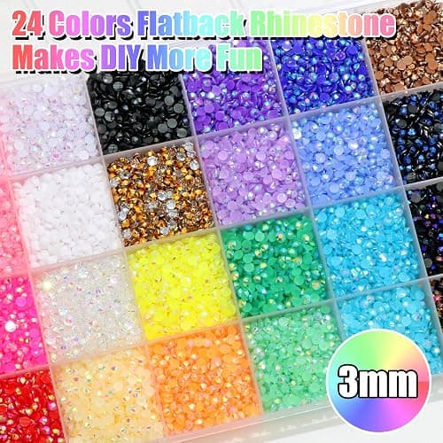 RODAKY Resin Rhinestone for Bedazzling Colorful Flatback Crystals AB Color 3mm Gems Kit with 2PCS 10ml B7000 Glue Tweezer Diamond Making Kit for DIY Craft Clothing Shoes Nail Decor thumbnail 2