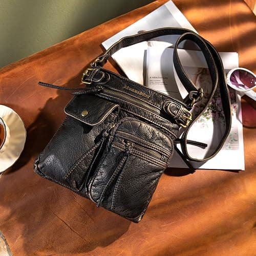 Montana West Crossbody Bag for Women Multi Pocket Shoulder Medium Travel Purses Ultra Soft Washed Leather thumbnail 2