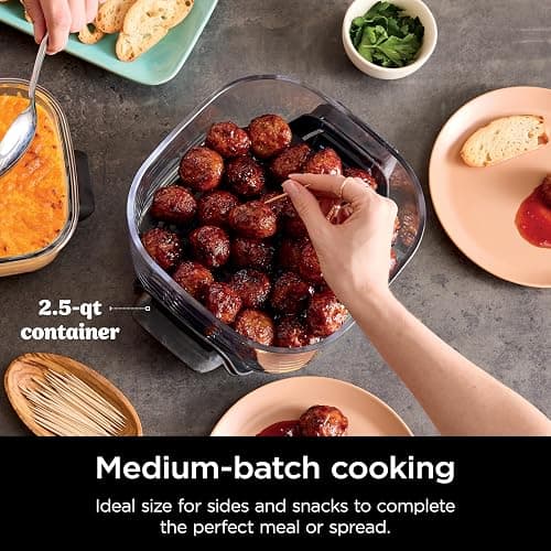 Ninja Crispi 5-in-1 Portable Glass Air Fryer, 4-QT, 2.5-QT & 6-Cup Glass Containers with Crisper Plates & Storage Lids, Microwave, Freezer & Dishwasher Safe, British Racing Green, FN103BF thumbnail 8