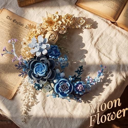 Loyratche Blue Moon Flower Building Set, Botanicals Wall Art Decor | Botanical Collection Artificial Flowers Building Block Kit Compatible with Lego for Adults Home Décor Wall Art Decoration thumbnail 5