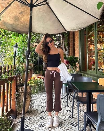 MOOSLOVER Women Flare Capri Yoga Pants High Waisted Side Stripe Drawstring Bootcut Flared Cropped Leggings thumbnail 3