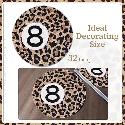 Dripykiaa Cheetah 8 Ball Round Area Rug 32 Inch Leopard Decor | 32-inch cheetah 8 ball round area rug with soft plush texture for bedroom, living room, dorm and aesthetic decor thumbnail 3