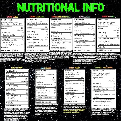 UFO Pack - 9 Kinds of Premium Freeze Dried Candy - Cosmic Crunchies, Moon Clouds, Space Sharks, Alien Tongues, Lemon Stars and More Shipped in a Spaceship Box for Protection - 9 Pack thumbnail 2