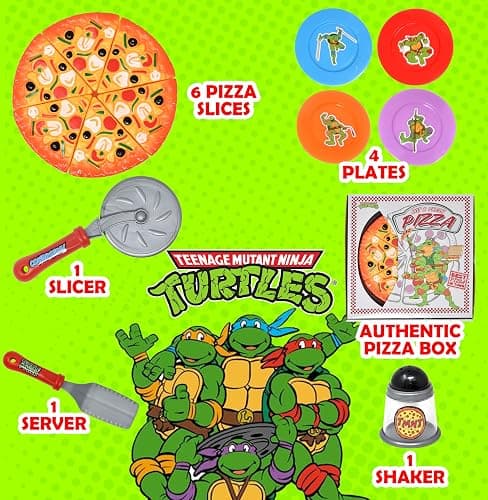 Pizza Party Play Food Toy Set for Kids Slice & Serve Plastic Pizza Pretend Box Pie Cutter Fake Condiments Play Foods & Bookmark for Children Toddlers thumbnail 3