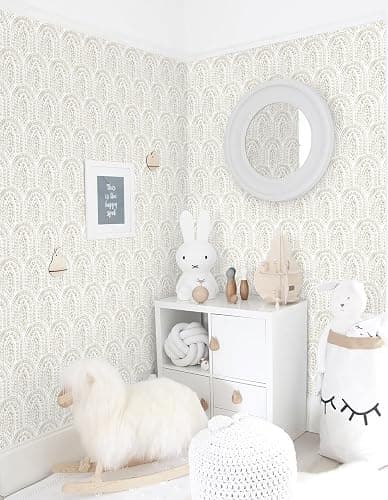 Micpolo Boho Peel and Stick Wallpaper Removable Wall Paper Neutral Contact Paper Removable Peel and Stick Brown and White Self-Adhesive Wallpaper for Bathroom Bedroom Kitchen Wall Decor 17.3" x 118" - 17.3" x 118" - Light Brown and White thumbnail 9