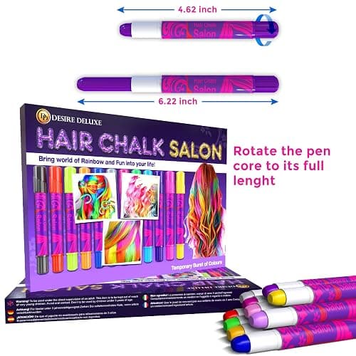 Desire Deluxe Hair Chalk for Girls Makeup Kit of 10 Temporary Colour Pens Gifts, Great Toy for Kids Age 5 6 7 8 9 10 11 12 13 Years Old, "Blue,Green,Grey,Pink,Purple thumbnail 3