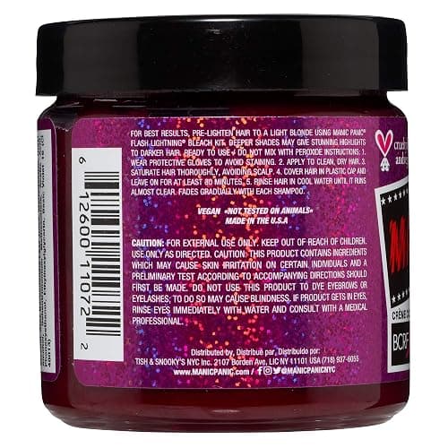 Manic Panic Semi Permanent Pink Warrior Hair Dye, 4 oz | Medium Pink, Cool Undertones, Berry Tones on Dark Hair, Vegan, Ammonia-Free & Cruelty-Free, Lasts 4-6 Weeks, Developer-Free thumbnail 2