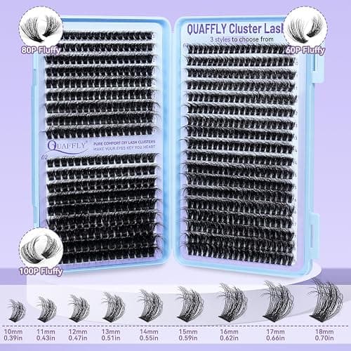 QUAFFLY Lash Extension Kit - Reusable Cluster Lashes Extension Kit with 666 PCS Fluffy Lash Clusters and Tweezers & Bond&Seal & Remover, Natural DIY Lash Clusters for Beginners (60+80+100-kit) thumbnail 3