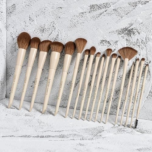 LORYP 18 Piece Makeup Brushes Set Labeled Face and Eye Brush Set Complete with Foundation, Concealer, Contour, Blending, Blush, Eyeshadow Brushes with Travel Holder Case thumbnail 6