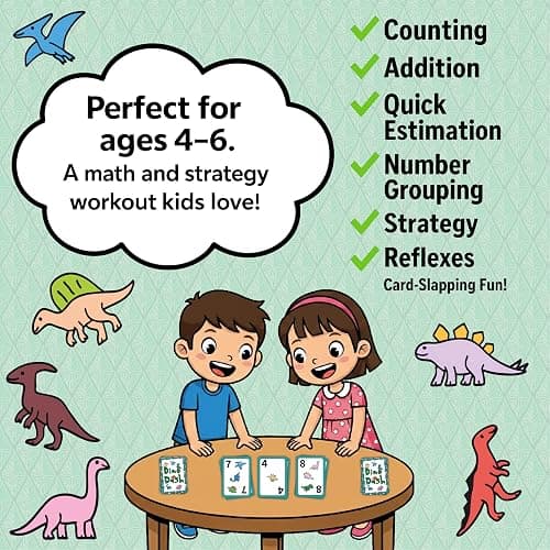 Niche Nation Games Dino Dash Dinosaur Card Game for Ages 4-6 - Quick-Counting Dino-Slapping Game Fast, Fun, and Frenetic - Smart Card Game for Kids 4-6 & 2-4 Players - Dinosaur Gifts thumbnail 2