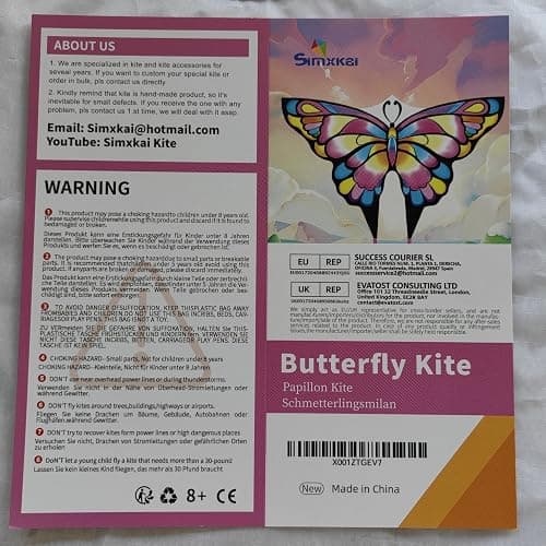 Simxkai Butterfly Kite for Kids & Adults, Easy to Fly Blue Big Kite for Beginners(1Pack 2Pack) - 1 - Butterfly Kite 1 Pack (Pink) thumbnail 6