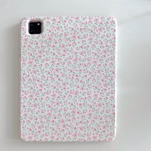 Detachable Magnetic Adjustable Kickstand Leather Folio Case with Stylus Holder for Apple iPad 10.2-inch 9 9th Generation 2021 White Pink Rose Flower Floral Pretty Chic Cute Lovely Girls thumbnail 2
