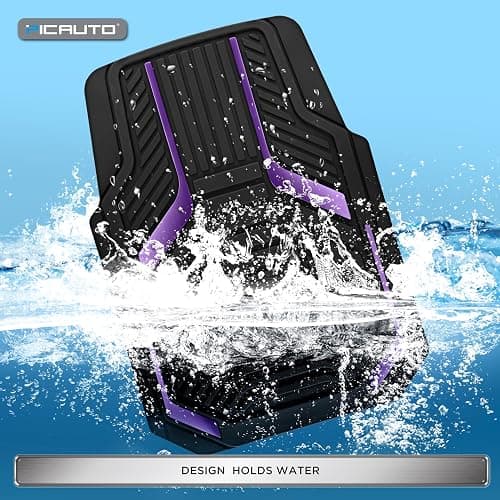 PIC AUTO Heavy Duty Rubber Floor Mats, Purple Aluminum Film Car Mats Set, Front and Rear Car Mats with Anti-Slip Backing, All Weather Protection, Trim-to-Fit for Automotive SUV, Sedan, Van thumbnail 6