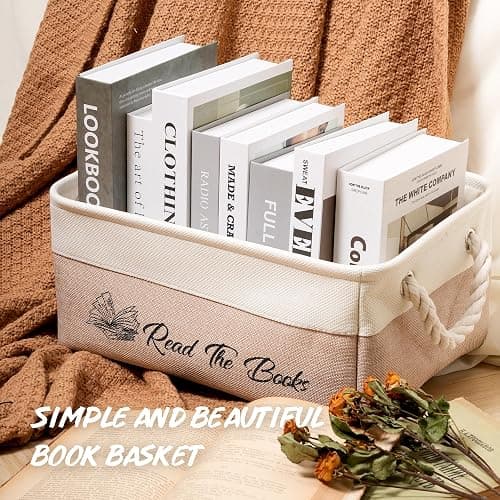 Book Storage Baskets for Organizing, Book Lover Gifts Read The Books List Storage Organizer with Handles, Durable&Collapsible Storage Bin Bookworm Gift - Perfect for Club Members Teacher Student thumbnail 2