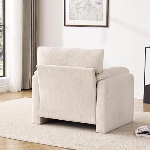 Howjoe Chenille Oversized Armchair, 38.6" Wide Accent Chairs for Living Room & Bedroom Modern Lounge Chair, Upholstered Mid-Century Reading Chair, Comfy Living Room Chair, Single Sofa Chair, Beige thumbnail 6