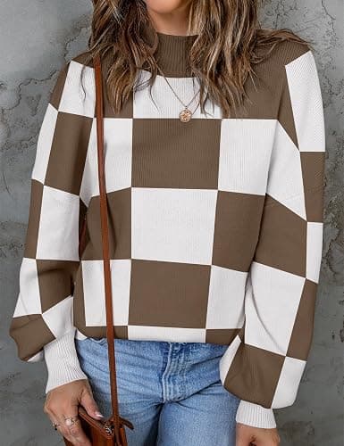 ZESICA Women's 2025 Fall Fashion Turtleneck Long Sleeve Striped Ribbed Knit Loose Pullover Sweater Tops thumbnail 6
