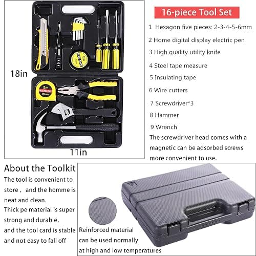 HAIPHAIK Emergency Roadside Kit for Car,Emergency Kits for Vehicles,Safety Kits for Cars, Car Jumper Cables Kit(11.8 Foot Upgrade) 124 Pcs,Tow Strap, Folding Survival Shovel,Car Tool Kit thumbnail 3
