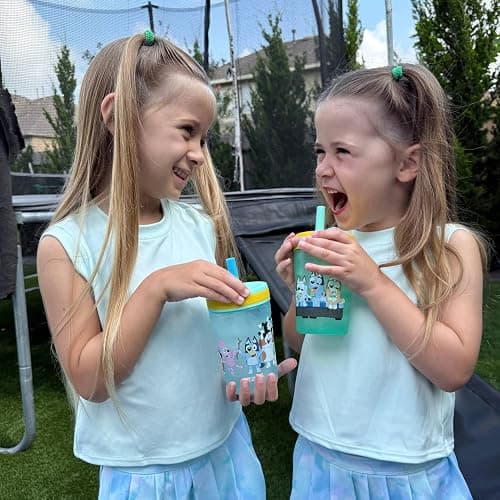 Zak Designs Bluey Kelso Toddler Cups For Travel or At Home, 15oz 2-Pack Durable Plastic Sippy Cups With Leak-Proof Design is Perfect For Kids (Bluey & Friends) thumbnail 2