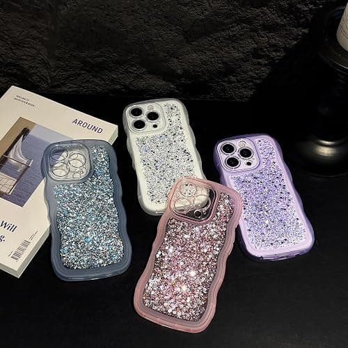 ZTOFERA for iPhone 12 Pro Max Case 6.7", Cute Curly Wavy Design with Glitter Sequins,Luxury Aesthetic Bling Sparkly Shockproof Protective Phone Case for iPhone 12 Pro Max-Glitter Purple thumbnail 7