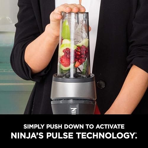 Ninja Fit Compact Personal Blender, Portable Blender for-Smoothies, Shakes, Food Prep, and Frozen Blending, 700-Watt Base, (2) 16-oz. Cups and Spout Lids, Black QB3001SS thumbnail 4