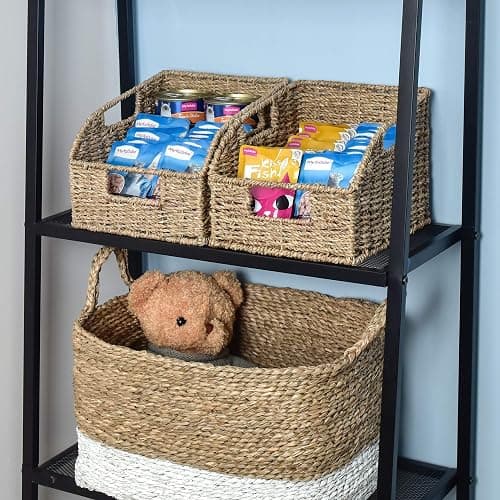 StorageWorks Wicker Baskets for Organizing, Pantry Organizers and Storage, Seagrass Storage Basket for Pantry Shelves, Kitchen Counter, Natural, 2 Pack thumbnail 9